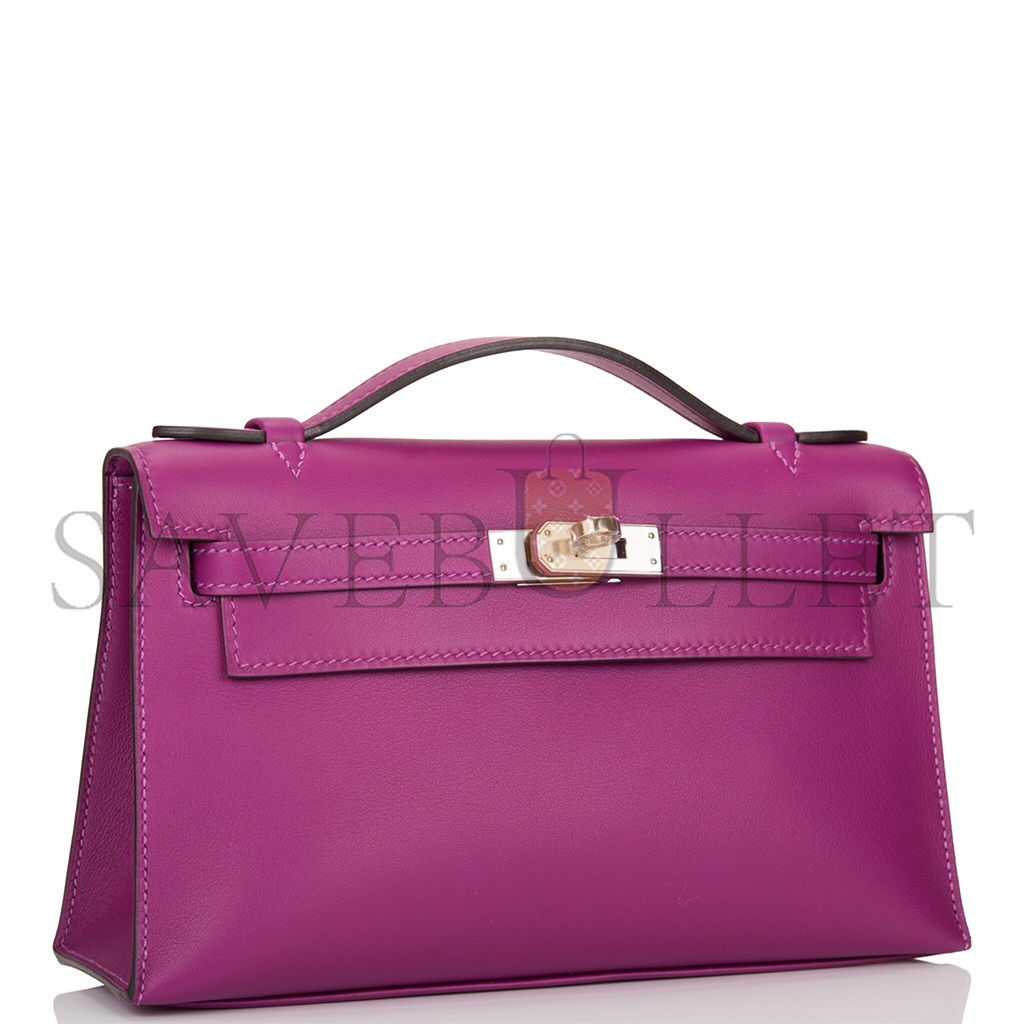 HERMÈS MASTER ANEMONE SWIFT MINI KELLY POCHETTE PALLADIUM HARDWARE (22*14*7cm) 